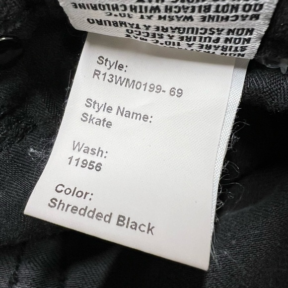 NWT R13 Skate Distressed Jeans Shredded Black 24 - Picture 12 of 13